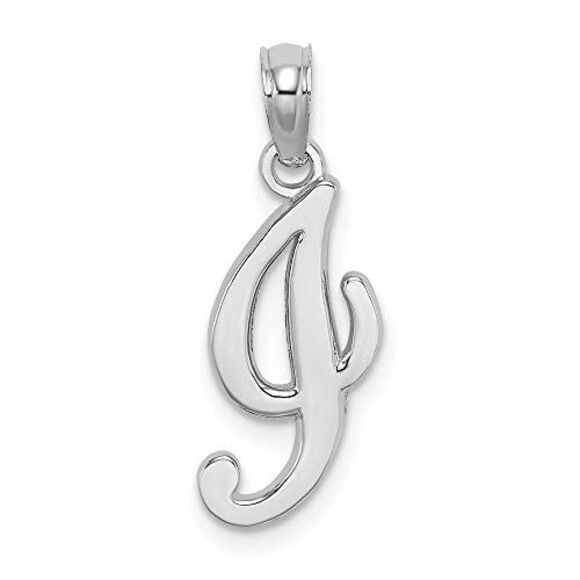 10K White Gold Polished I Script Initial Charm - Picture 5 of 9